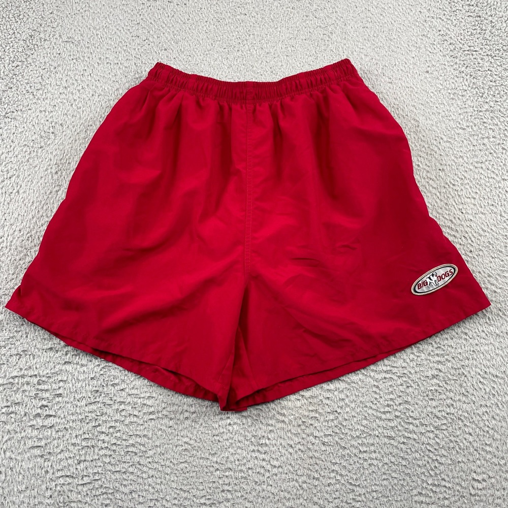 Big Dogs Swim Trunks Mens XL Red Solid Mesh Lined Board Shorts Elastic Waist